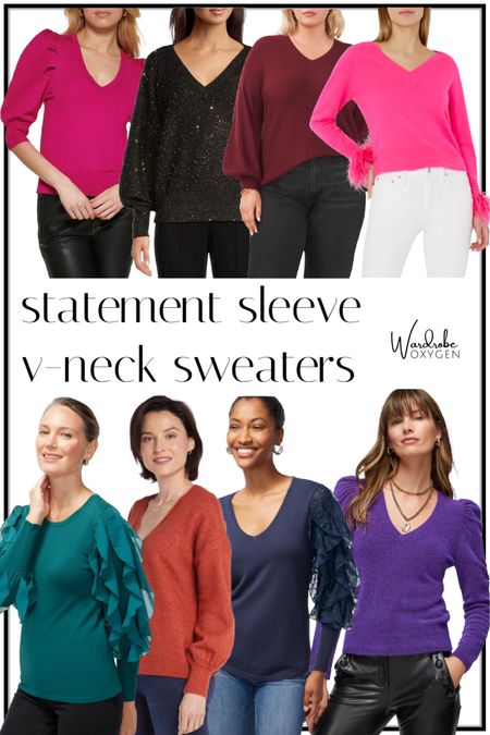 The statement sleeve is still going strong and a great way to elevate a v neck sweater. My picks 

#LTKfindsunder100 #LTKSeasonal #LTKstyletip