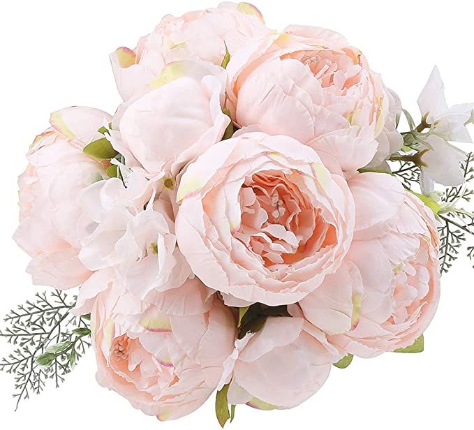 Flojery Silk Peony Bouquet Vintage Artificial Peonies Flower for Home Wedding Party Decor (1pcs, ... | Amazon (US)