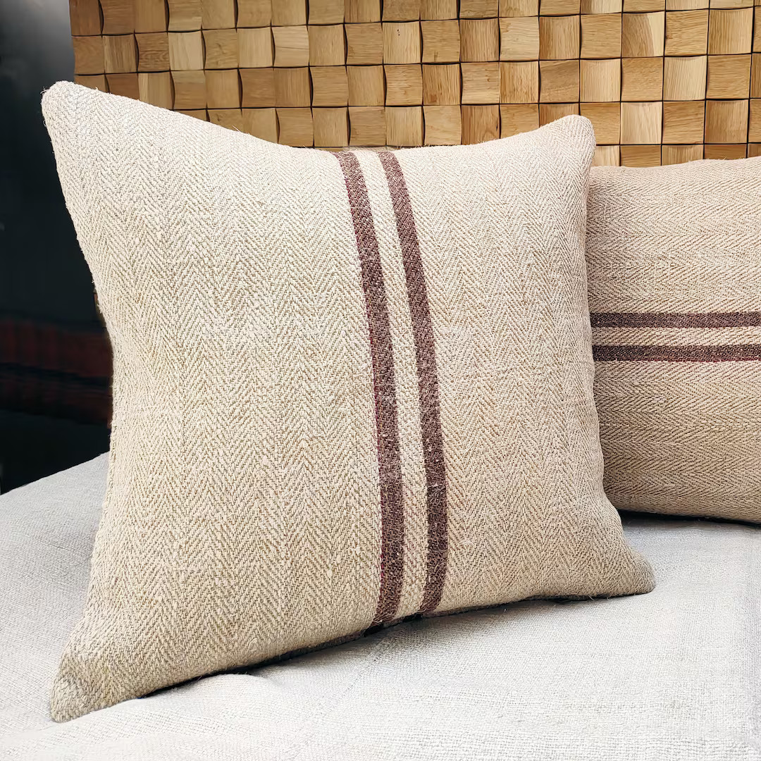 Grain Sack Pillow Cover Authentic Antique European Linen - Etsy | Etsy (US)