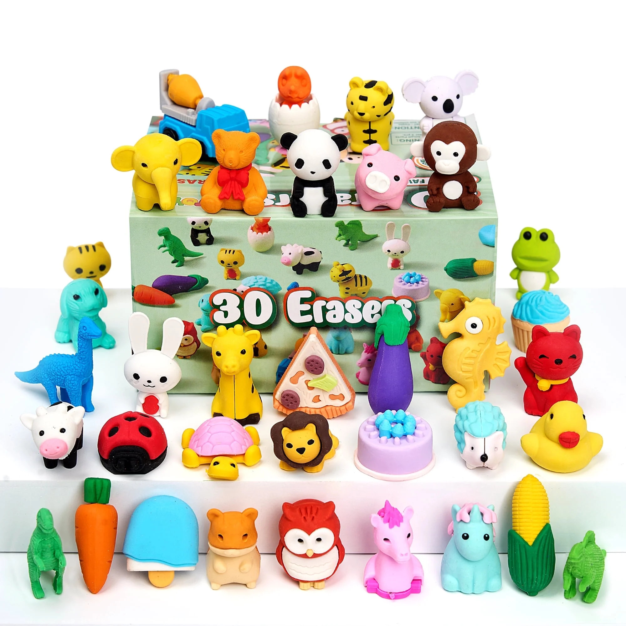 Joyfy 36 Pcs 3D Erasers for Kids, Food & Animals Erasers Bulk, Fun & Cute Mini Erasers for Pencil... | Walmart (US)