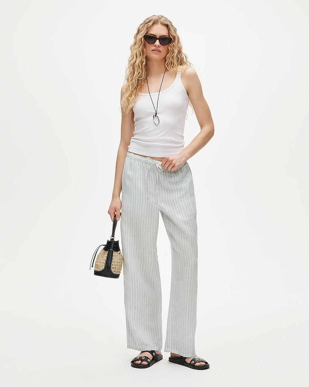 Tall Soleil pant in striped linen | J. Crew US