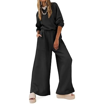 Yousify Women Trendy Rompers 2025 Wide Leg Long Sleeve Jumpsuits Casual Sweatshirt One Piece Back... | Amazon (US)