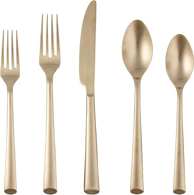 Cambridge Silversmiths Gilda Champagne Satin 20-Piece Flatware Set, Service for 4 | Amazon (US)