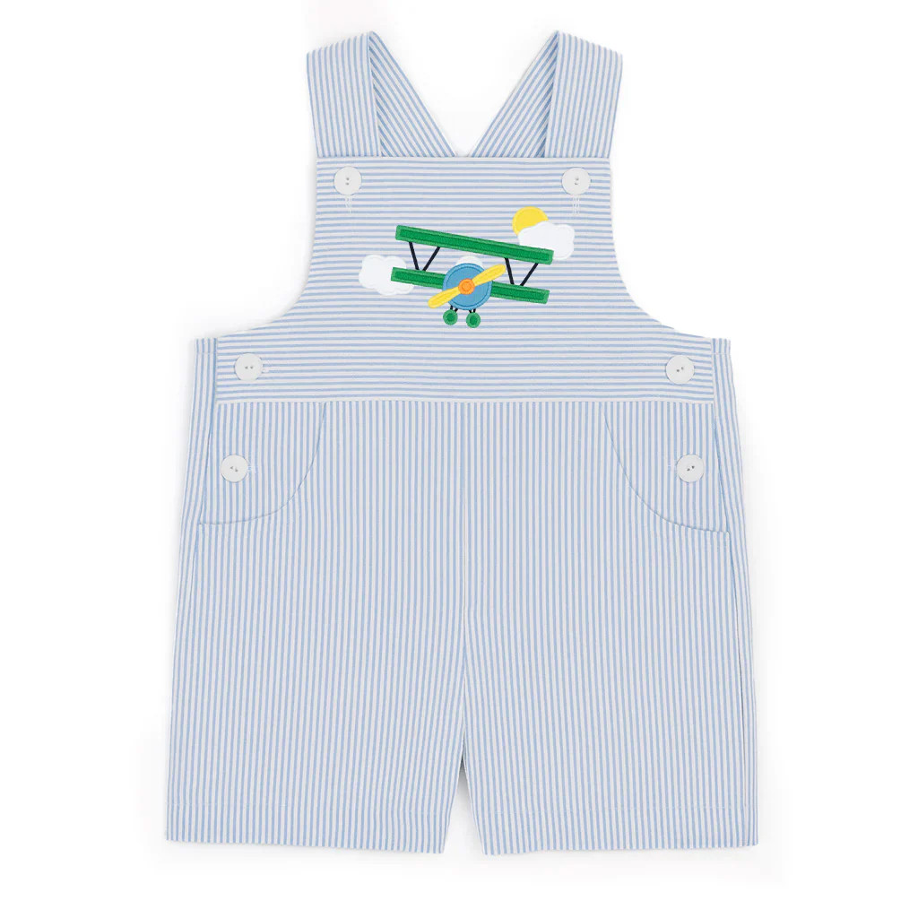 Florence Eiseman Seersucker Shortall With Airplane | JoJo Mommy