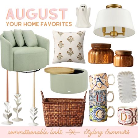 Your home favorites from August! 

Pillow chair ottoman basket candlestick holders light scalloped tray mugs candle ghost pumpkin

#LTKSeasonal #LTKunder100 #LTKSale