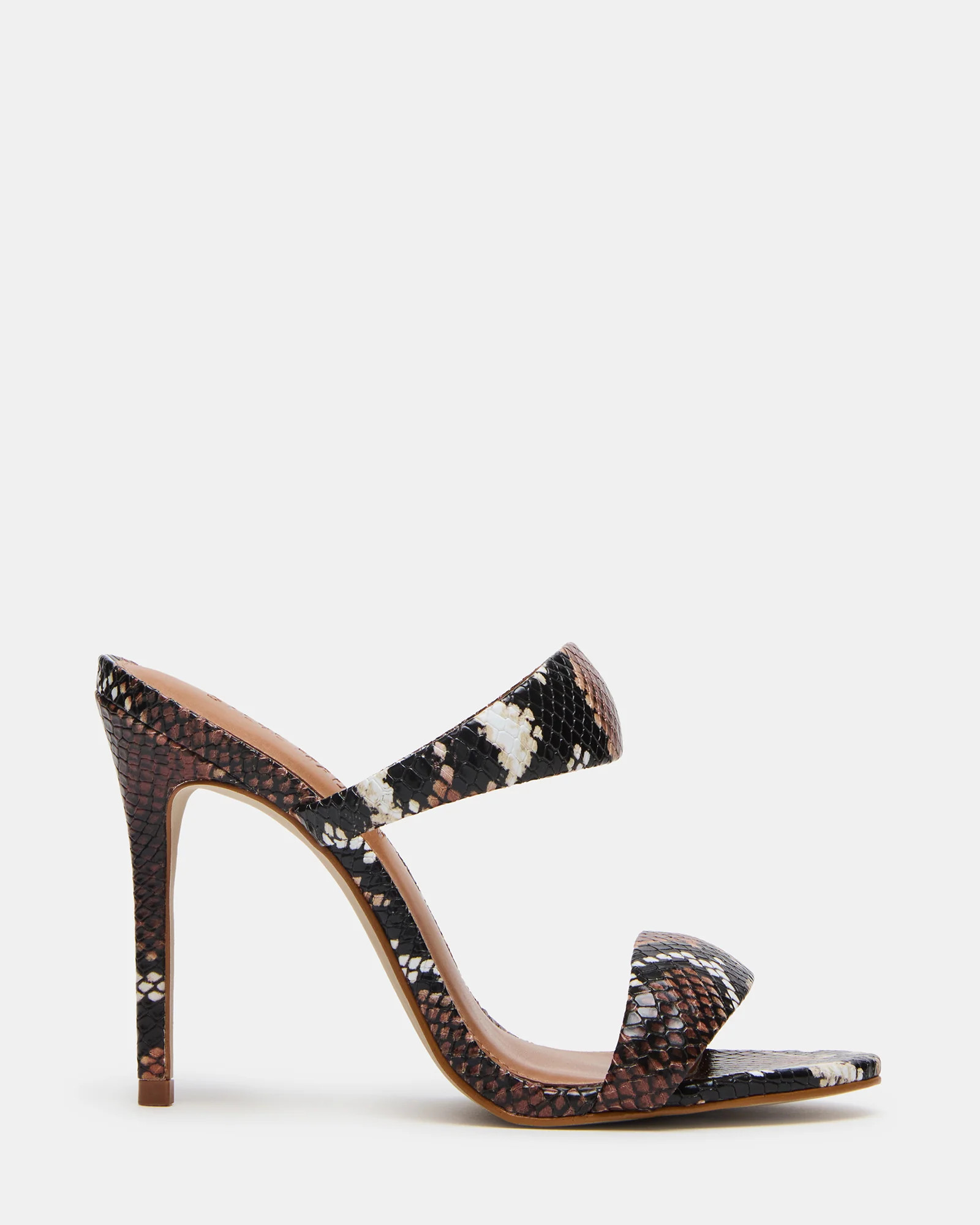SATURN Brown Snake Stiletto Mule Women's Heel | Steve Madden (US)