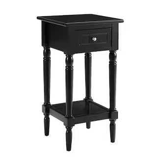 French Country 14 in. W x 28 in. H Black Square Wood Khloe End Table Drawer | The Home Depot