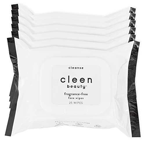 Cleen Beauty Fragrance Free Face Wipes - 6 Pack | Soothing and Moisturizing Makeup Remover with Aloe Vera | Biodegradable Makeup Wipes with Aloe Vera - Paraben Free (25 Count Per Pack) | Amazon (US)