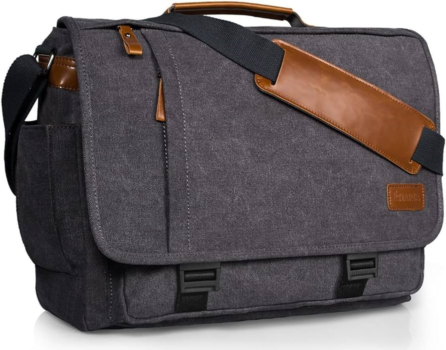 ESTARER Computer Messenger Bag 17-17.3 Inch Water-resistant Canvas Laptop Shoulder Bag for Travel... | Amazon (US)
