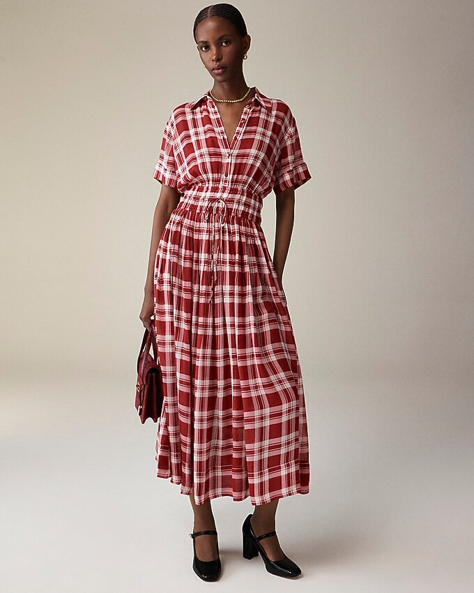 Elena shirtdress in plaid viscose chiffon | J. Crew US