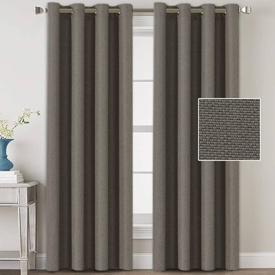 H.VERSAILTEX Linen Blackout Curtains 84 Inches Long for Bedroom/Living Room Thermal Insulated Gro... | Amazon (US)