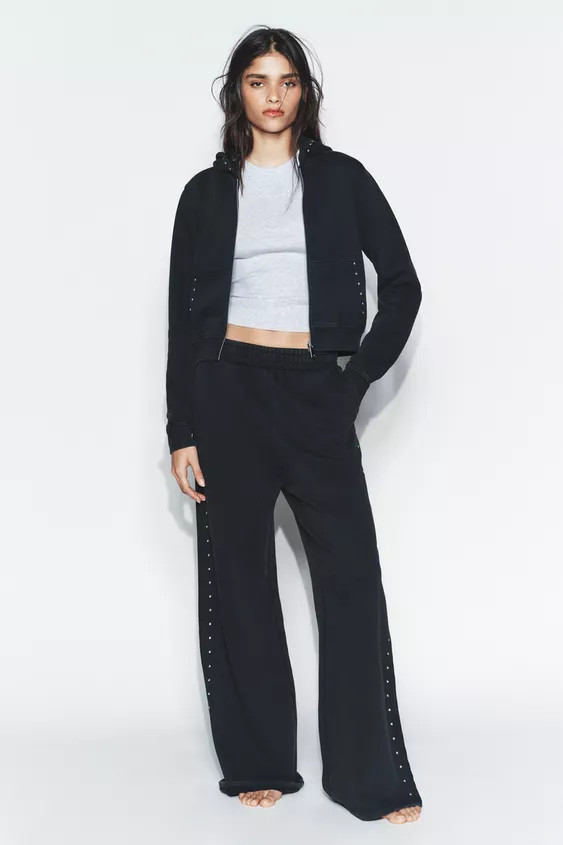 STUDDED HOODIE SWEATSHIRT | Zara US