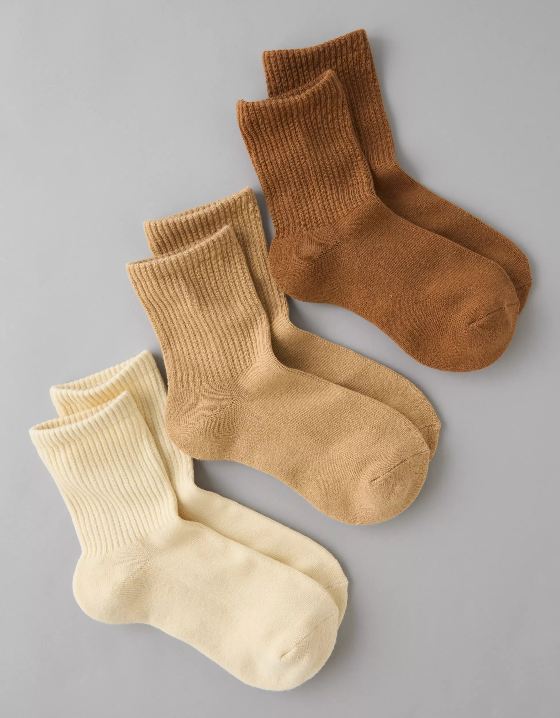 AE Solid Cropped Crew Socks 3-Pack | American Eagle Outfitters (US & CA)