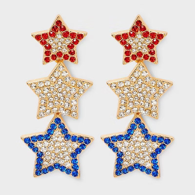 SUGARFIX by BaubleBar Star Spangled Drop Statement Earrings - Gold/White | Target