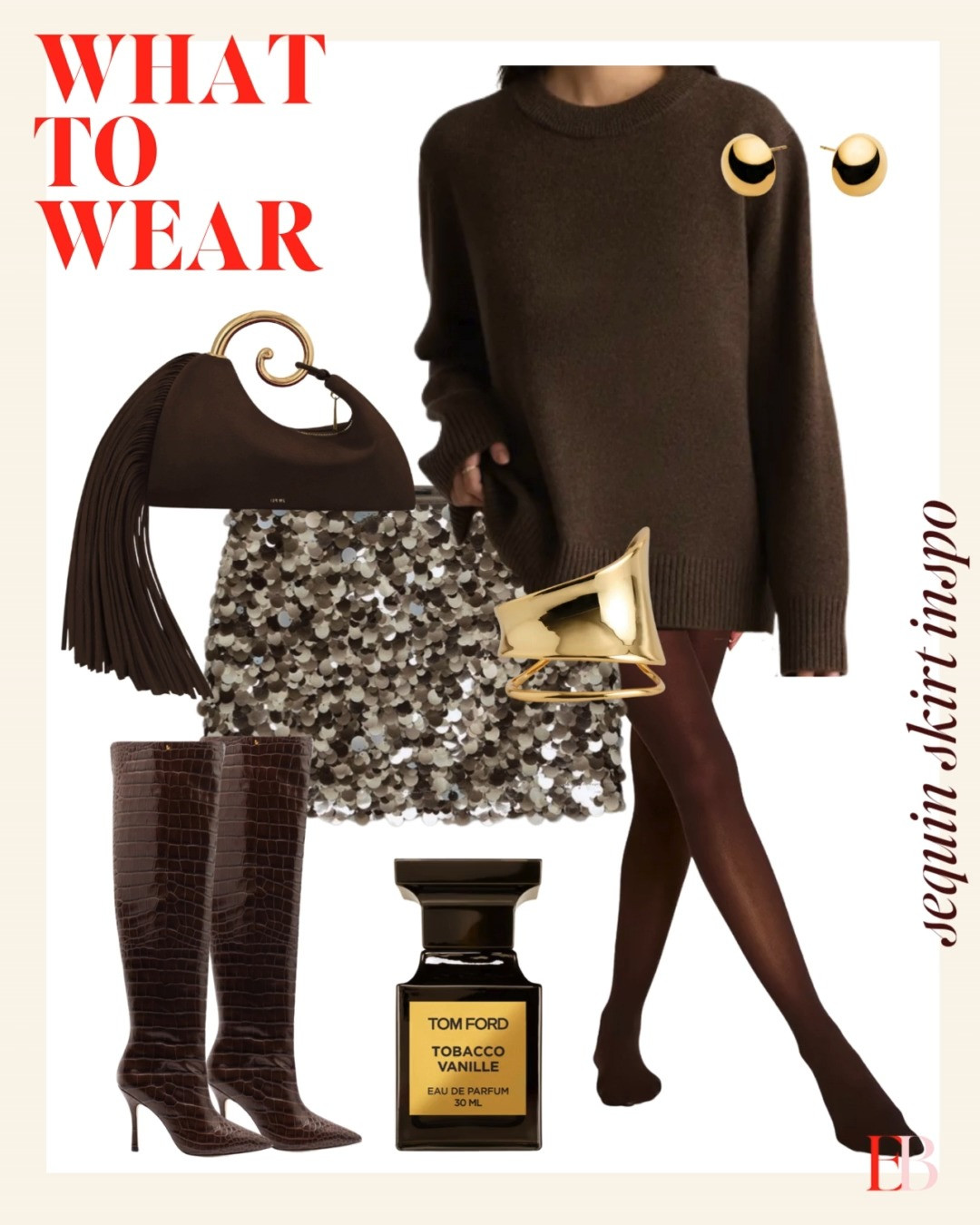 What to wear! Try this sequin skirt and a beautiful monochromatic look. 

 #LTKHoliday #LTKgrwm #LTKootd