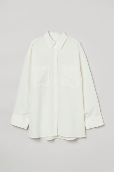 Shirt in a woven linen and viscose blend. Collar, buttons at front, and yoke at back. Dropped sho... | H&M (US + CA)