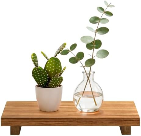 12x7 Inch Acacia Wood Pedestal Stand, Wood Riser for Kitchen Counter, Farmhouse Wood Display Rise... | Amazon (US)