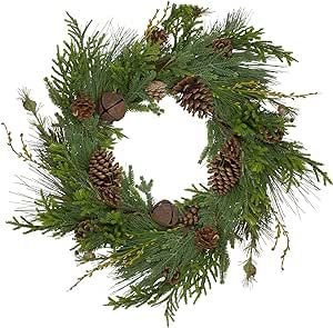 Rustic Green and Brown Artificial Christmas Pinecone Wreath - 30-inch, Unlit | Amazon (US)