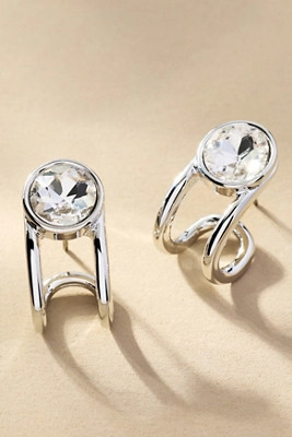 Round Crystal Prong Huggie Hoop Earrings | Anthropologie (US)