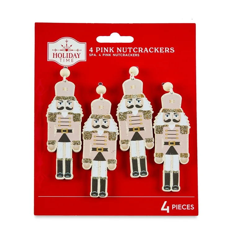 Holiday Time Nutcracker Ornaments, Pink, 4 Count - Walmart.com | Walmart (US)