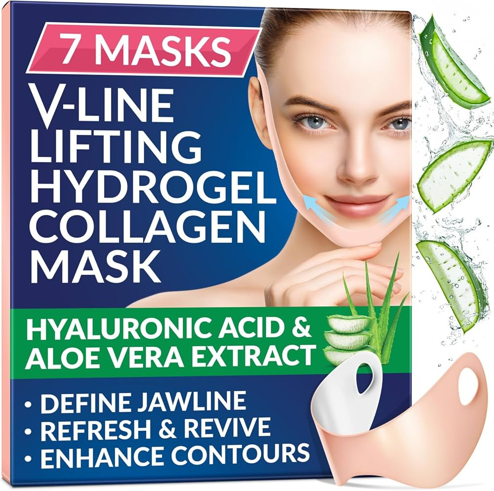 Stylia Double Chin Mask - V Line Chin Strap - Toning Hydrogel Collagen Face Mask with Hyaluronic ... | Amazon (US)