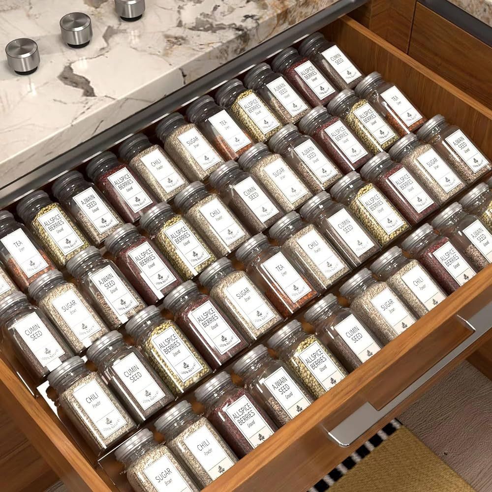 Yakaly Clear Acrylic Spice Drawer Organizer, Expandable 13" to 26" - 4 Tier 2 Sets(8 Pieces) In D... | Amazon (US)