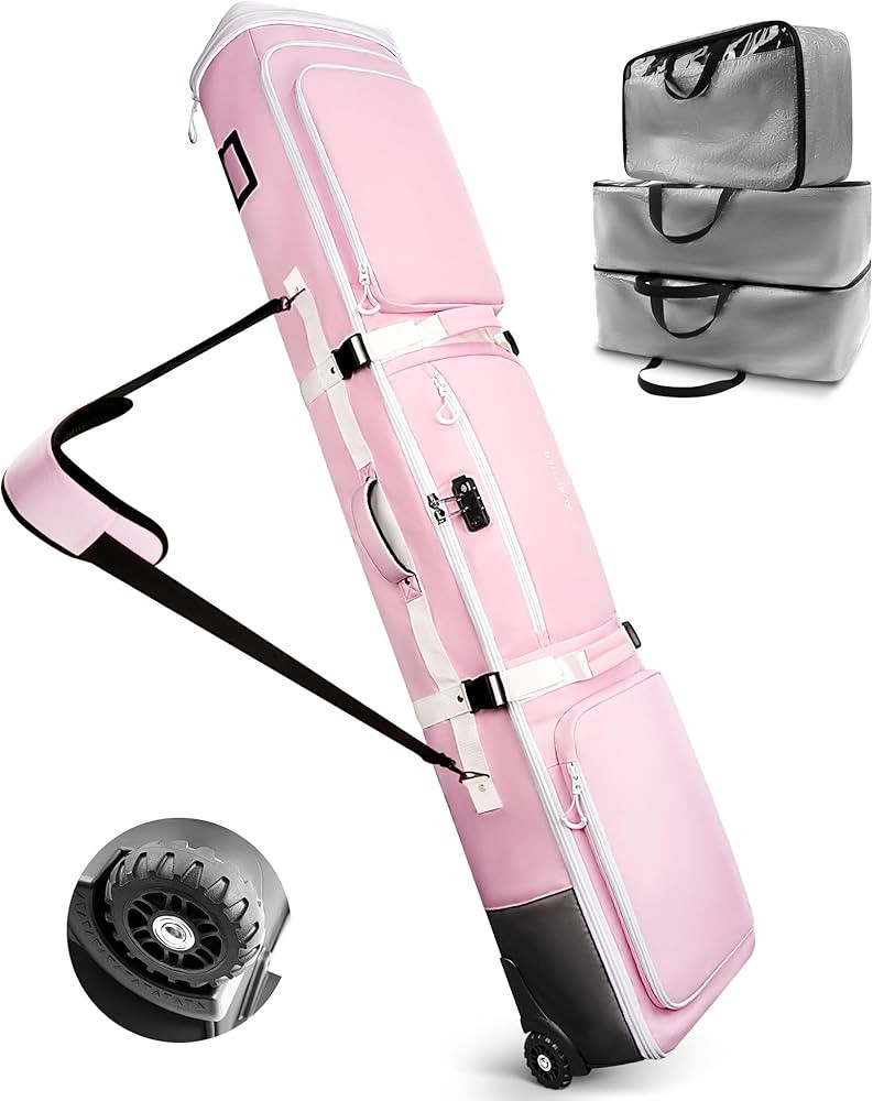 10mm Padded Skis Snowboard Bag with Wheels and TSA Combination Lock for Air Travel, 3 TPU Zippere... | Amazon (US)