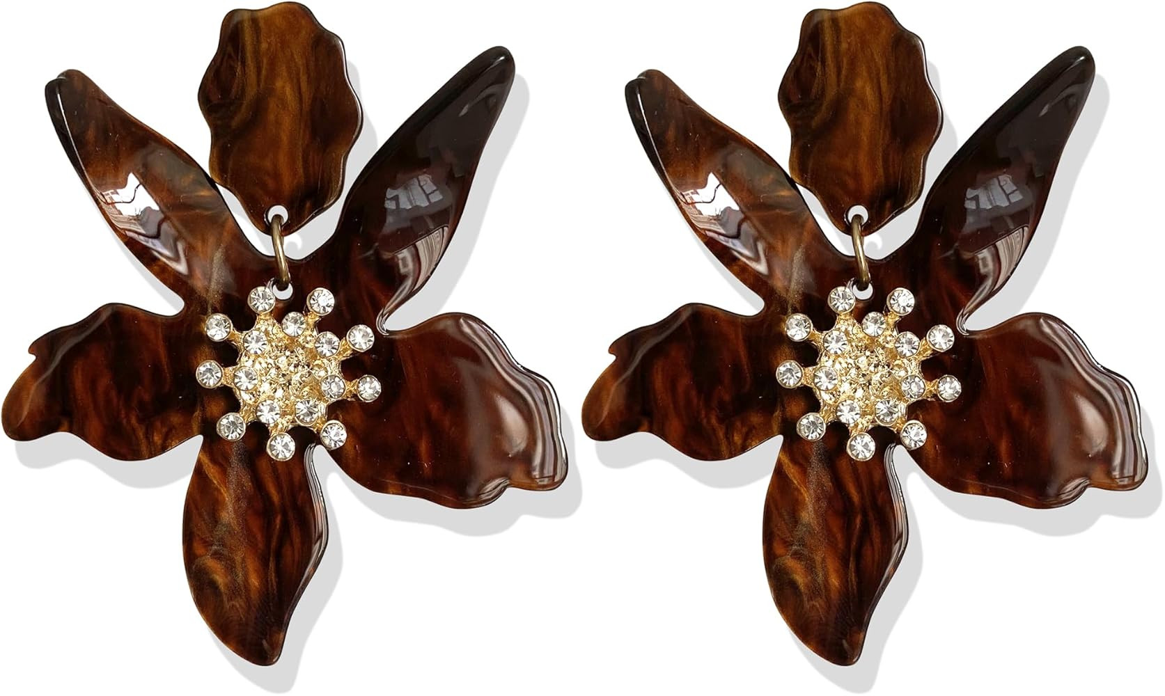 Unique Bohemian Oversized Acrylic Resin Flower Dangle Drop Earrings Summer Retro Large Sparkly Ha... | Amazon (US)