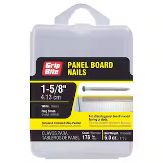 Grip-Rite 1-5/8 in. x 16-1/2-Gauge White Ring Shank Panel Board Nails 6 oz. Box 158PBWH - The Hom... | The Home Depot