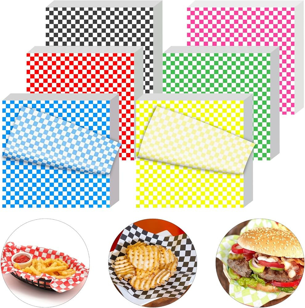 120Pcs Wax Paper Sheets for Food, 12x12 In Variety Pack Checkered Food Basket Liners, Grease Resi... | Amazon (US)