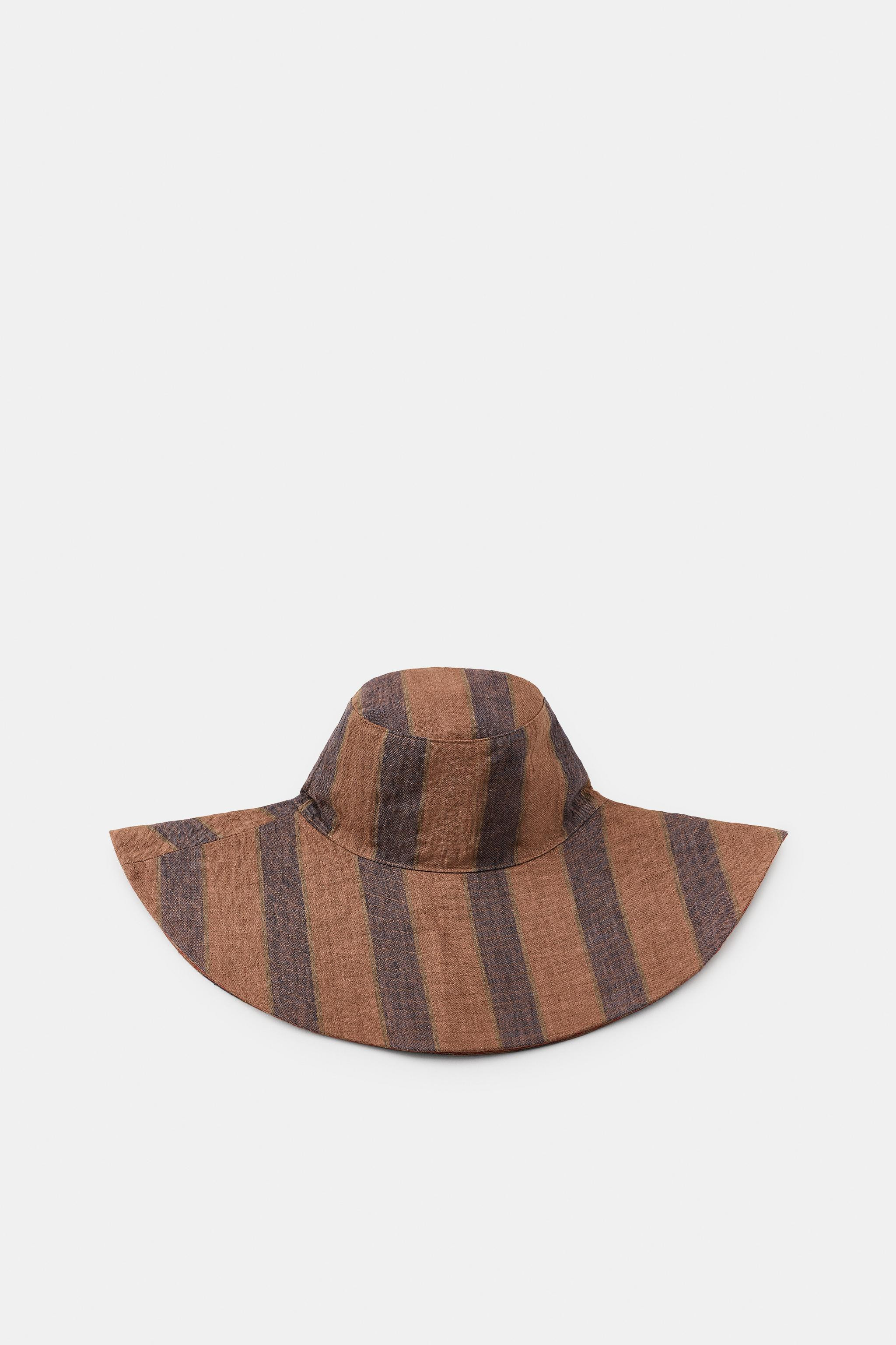 REVERSIBLE STRIPED LINEN HAT | Zara US