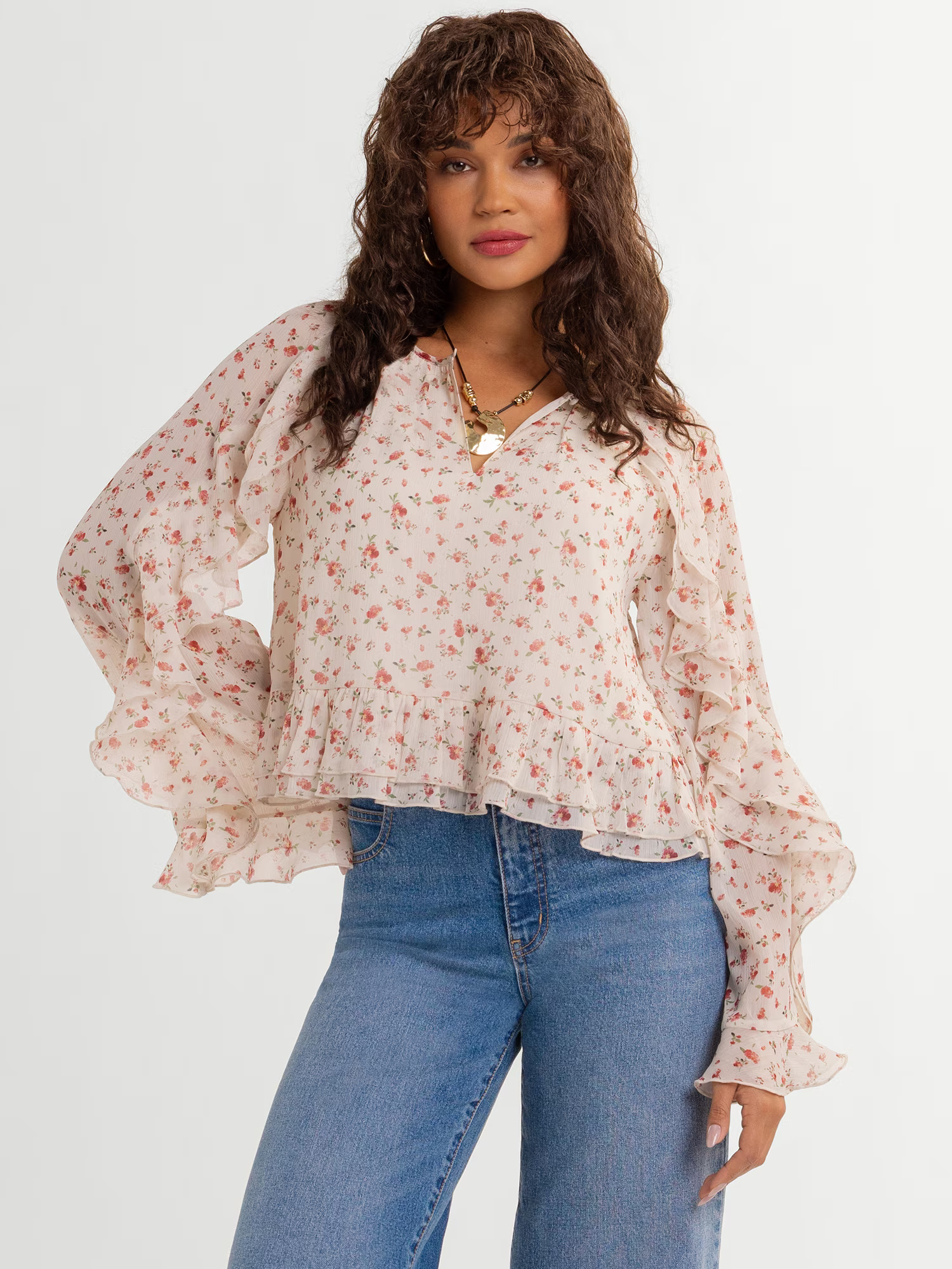 Jessica Simpson Women's Ella Ruffle Top, Sizes XS-XL | Walmart (US)
