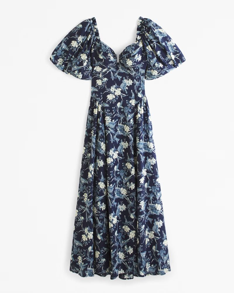 Hardware Drama Puff Sleeve Maxi Dress | Abercrombie & Fitch (US)