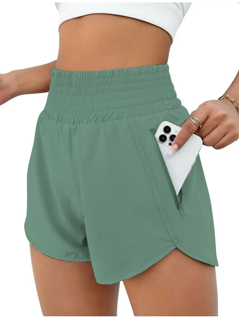 Rosvigor Womens Athletic Shorts High Waisted Running Shorts Gym Workout Shorts with Pockets | Walmart (US)