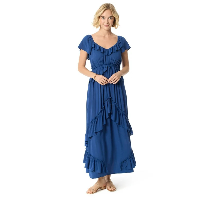 Jessica Simpson Women's Ember Maxi Ruffle Dress, Sizes XS-XL | Walmart (US)