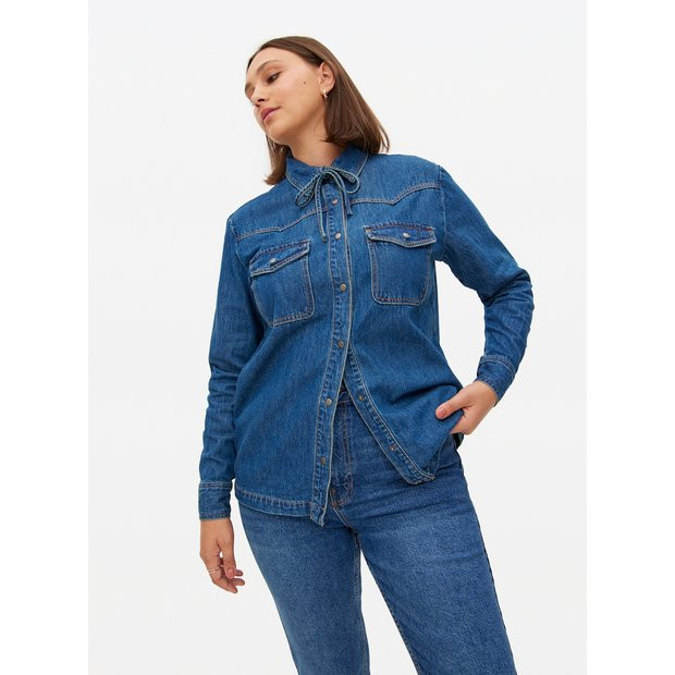 Tie-Neck Western Denim Shirt 20 | Tu Clothing