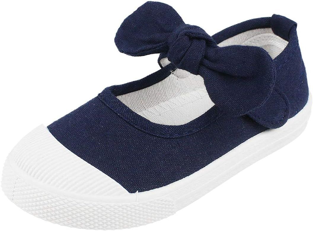 ESTAMICO Kids School Uniform Dress Shoe Girls Bowknot Mary Jane Flat Sneakers for Toddler/Little ... | Amazon (US)