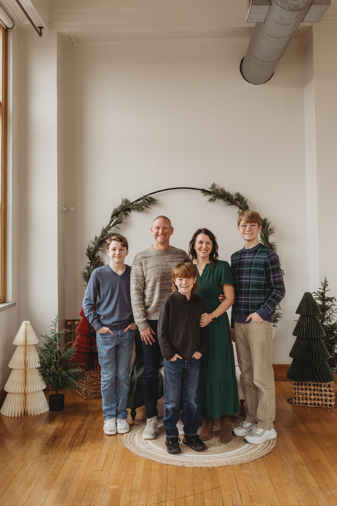 My dress from family pics is a fave. I wore it in a different color last year. All the boys’ sweaters are currently available at Old Navy. Things came together well!
