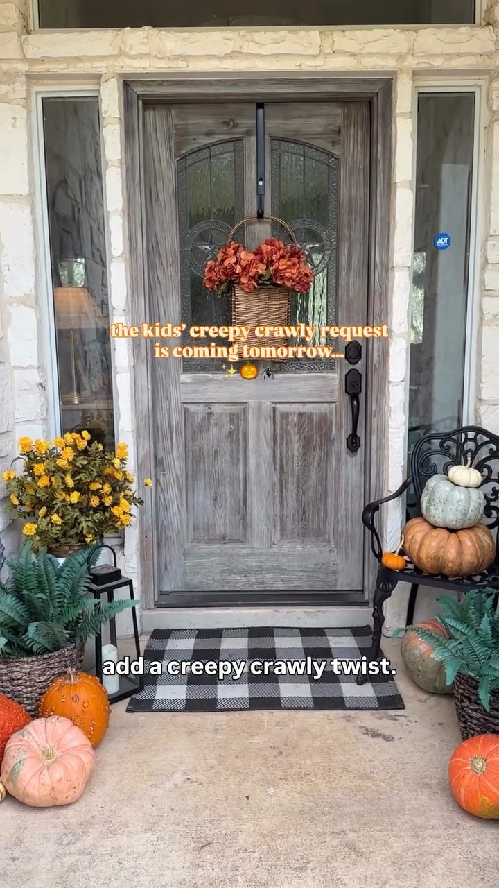 🎃🍂 Fall front porch decorating, take two! 

Our neighborhood deer already ate the first round of pumpkins and mums (apparently my porch was the ultimate snack bar 🫠), and that’s what I get for living in Hil Countey… Anywyas, we’re trying again with cozy fall décor, faux mums, and more pumpkins.

For me, it’s not a Halloween porch without pumpkins, and I’m keeping it simple with a layering rugs I’ve used on repeat, faux ferns I’ve had for 3 years, and cozy fall touches the kids love. 

Today’s all about the cozy pumpkin vibes, but tomorrow I’ll share part two, where things get a little spooky with creepy crawly Halloween décor. 👻🕷️

✨ Save this if you’re looking for front porch decorating ideas, fall porch inspiration, or Halloween décor ideas that work even when the deer try to snack on your setup!

#halloween #halloweendecor #fallporch #fallporchdecor 
#halloweenporch #falldecor #momvlog #countryliving #halloweenideas #diymom #momlife