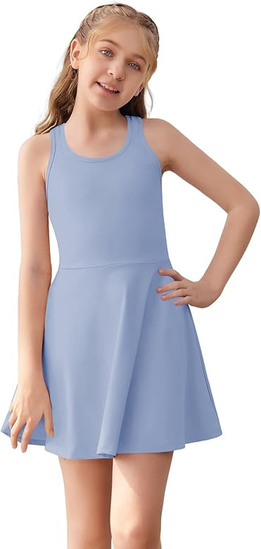 Haloumoning Girls Sleeveless Tennis Dress Kids Racerback Golf Dress School Sports Dresses Outfit ... | Amazon (US)