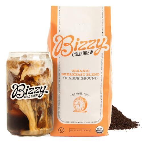 Bizzy Organic Cold Brew Coffee | Breakfast Blend | Coarse Ground Coffee | Medium-Light Roast | Micro Sifted | Specialty Grade | 100% Arabica | 1 LB | Amazon (US)