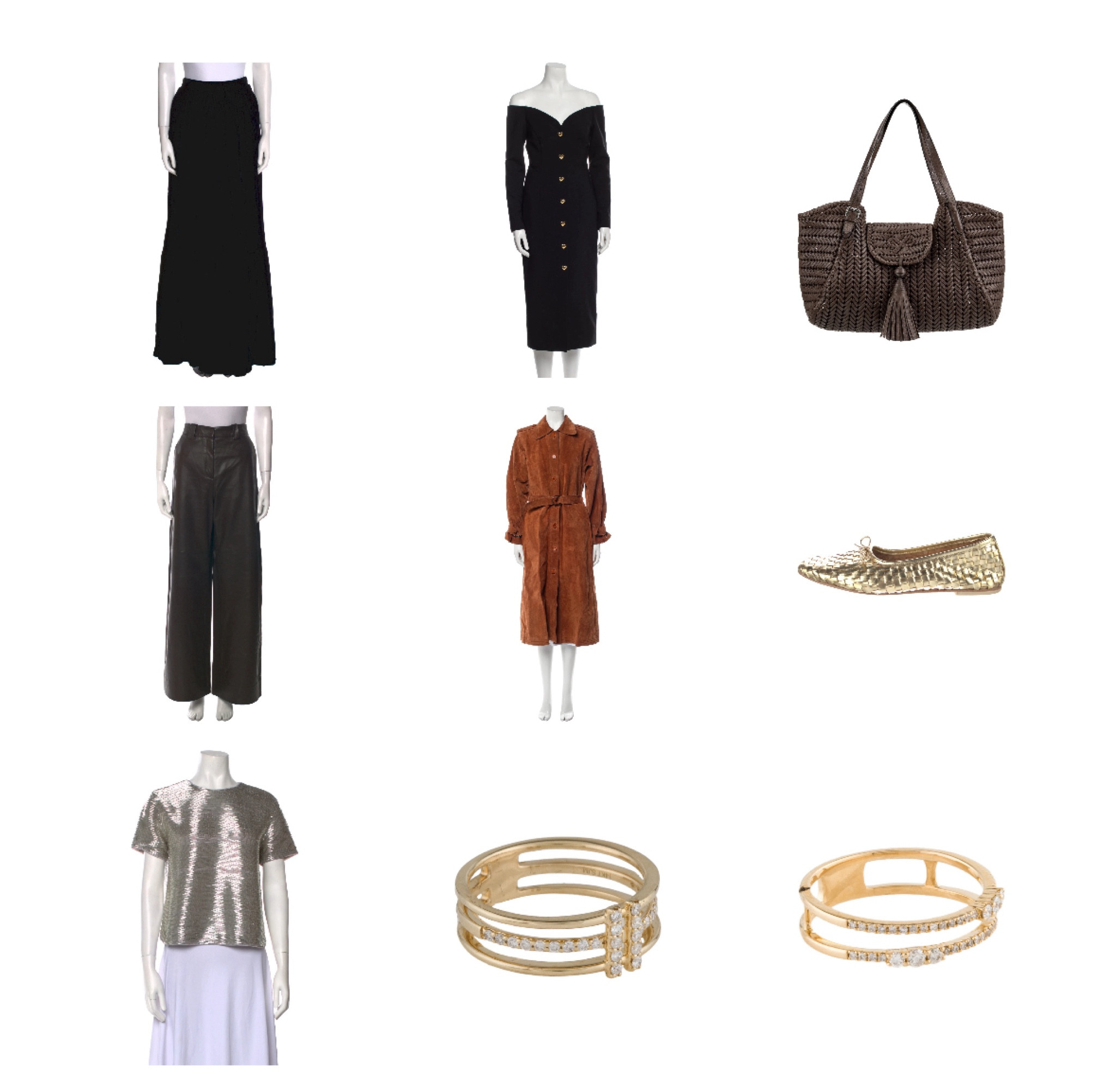 Anya Hindmarch bag 80% off, a chic black tie top and skirt, and chocolate leather pants for under $400