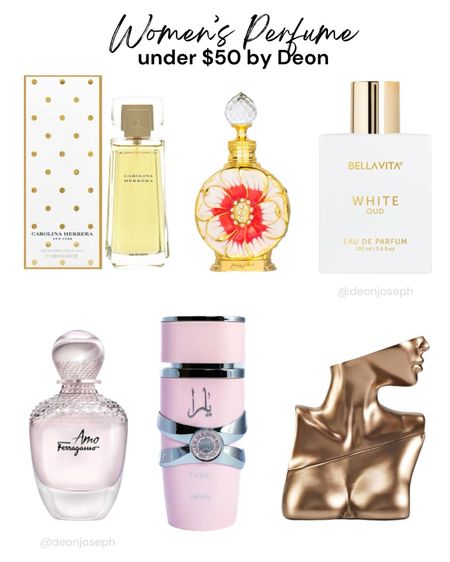 Check out these affordable women's perfume that doesn't compromise on luxury. Treat yourself to scents that captivate and inspire, crafted with the finest ingredients to elevate your everyday moments. 

Carolina Herrera
Swiss Arabian
Salvatore Ferragamo
Billie Eilish 
Lattafa Yara
Bellavita

#LTKBeauty #LTKFindsUnder50 #LTKSaleAlert