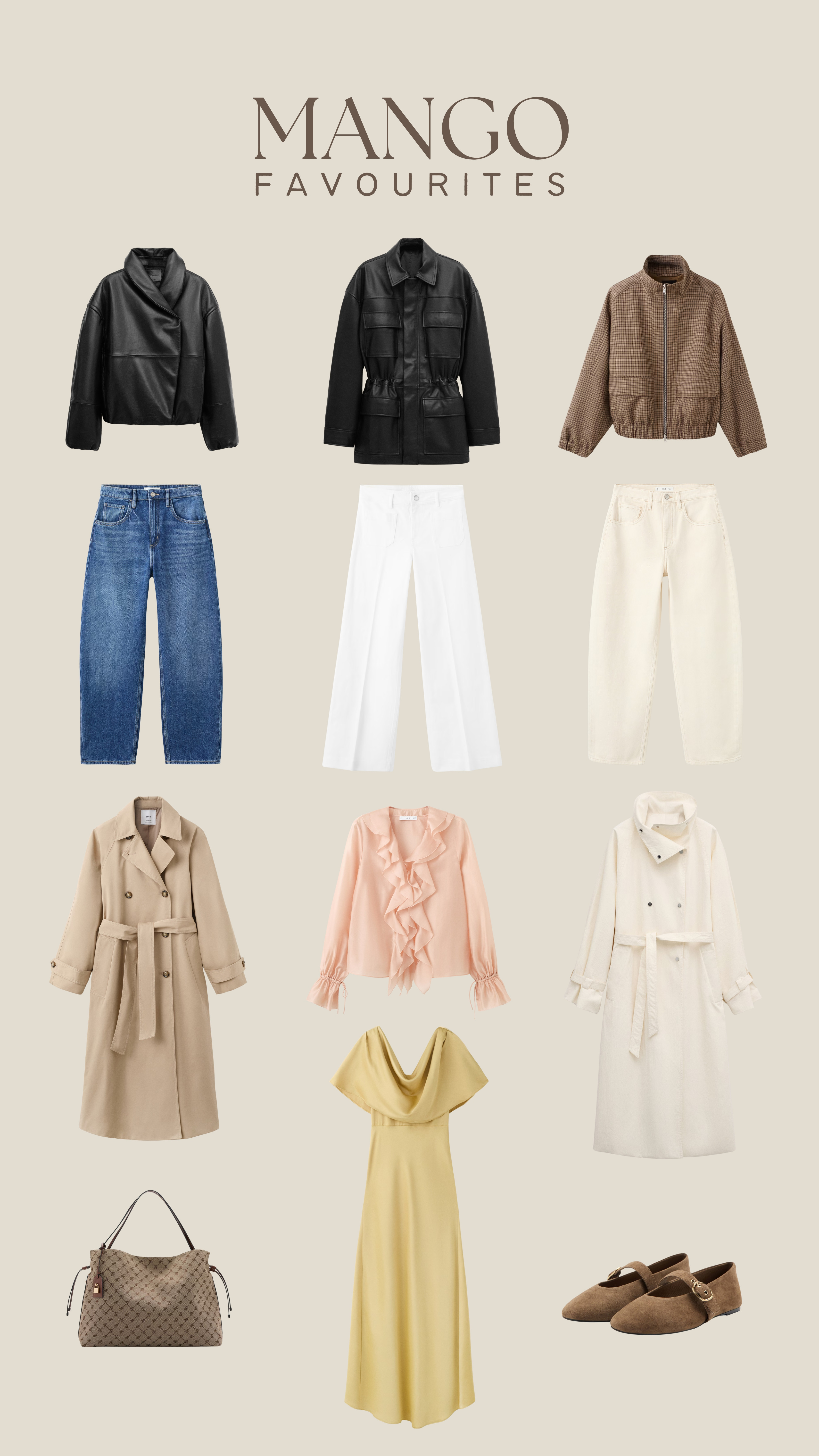 Mango favourites 🤎✨

trench coat, funnel neck, high neck, barrel leg, barrel jeans, white jeans, leather jacket, leather bomber, cinched jacket, suede shoes, ballet flats, wedding guest dress, satin dress, spring dress 

 #LTKuk #LTKspring #LTKwedding