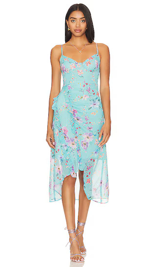 Clementine Midi Dress in Turquoise Sea Floral | Revolve Clothing (Global)