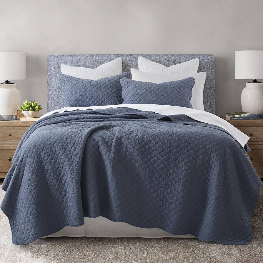 HORIMOTE HOME 100% Cotton Quilt Queen Size, Steel Blue Soft Lightweight Cotton Bedspread 3 Pieces... | Amazon (US)