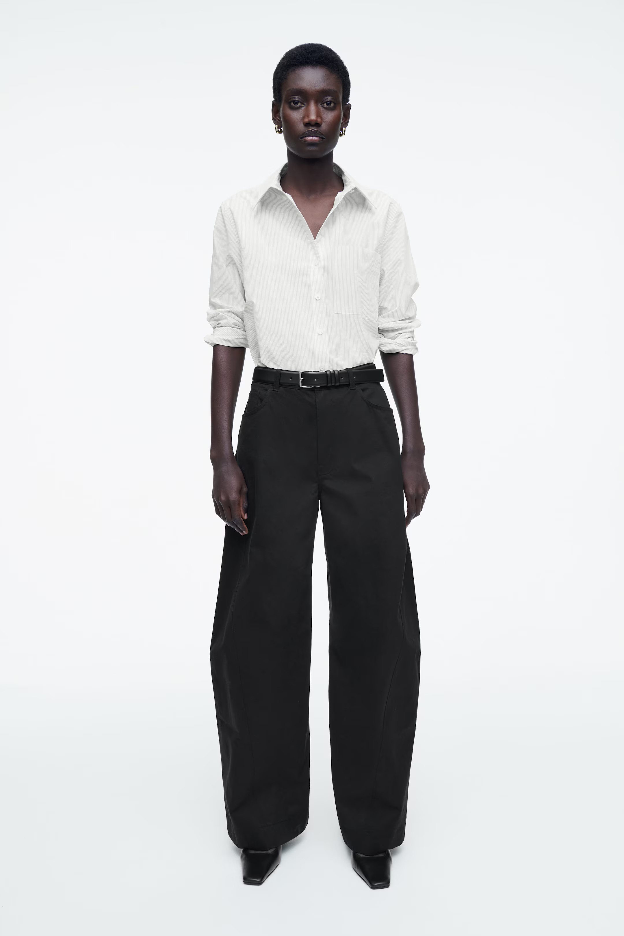 TAILORED PIMA COTTON SHIRT - IVORY / PINSTRIPED | COS AU | COS (AU)