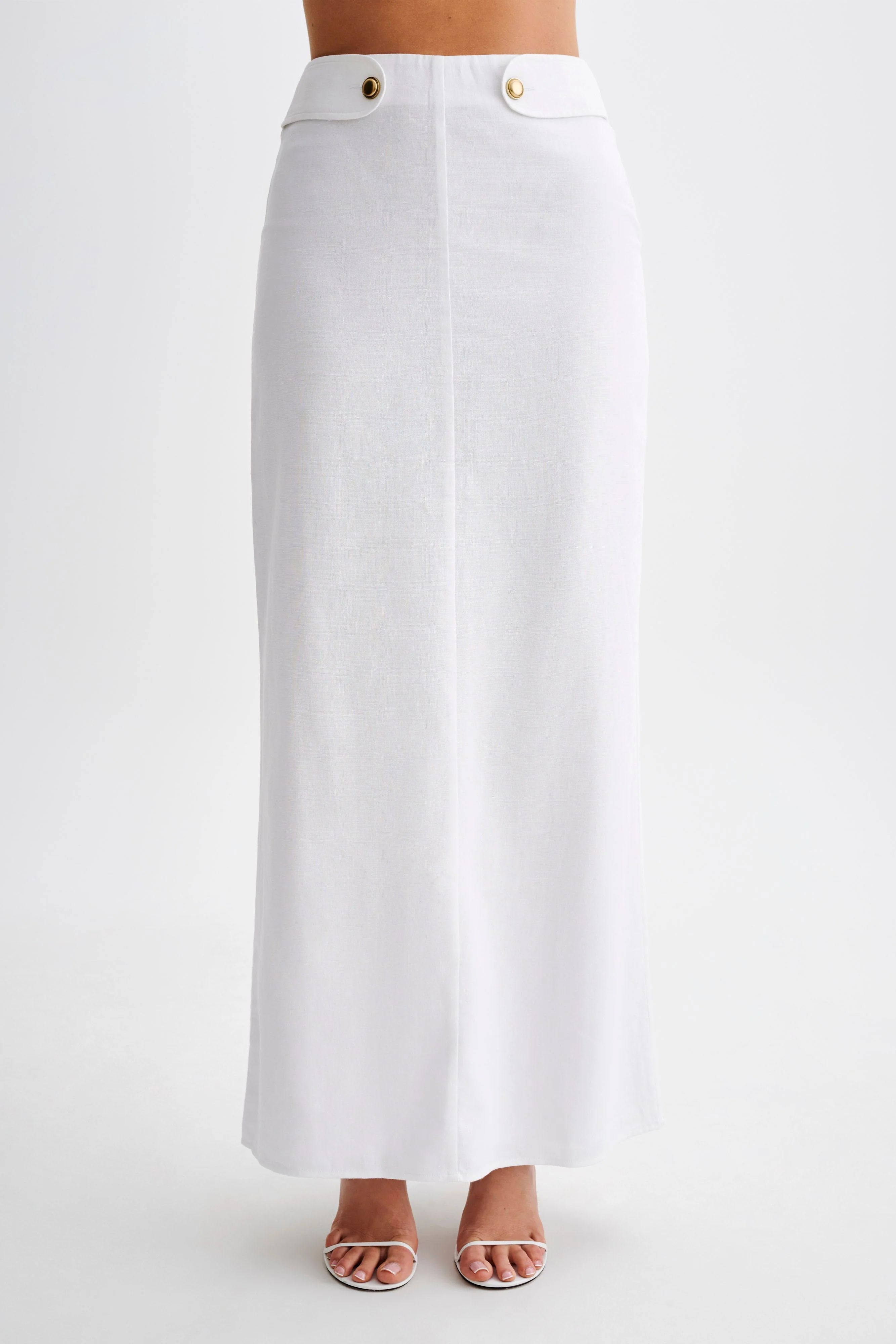 Jordan Linen Maxi Skirt - White | MESHKI US