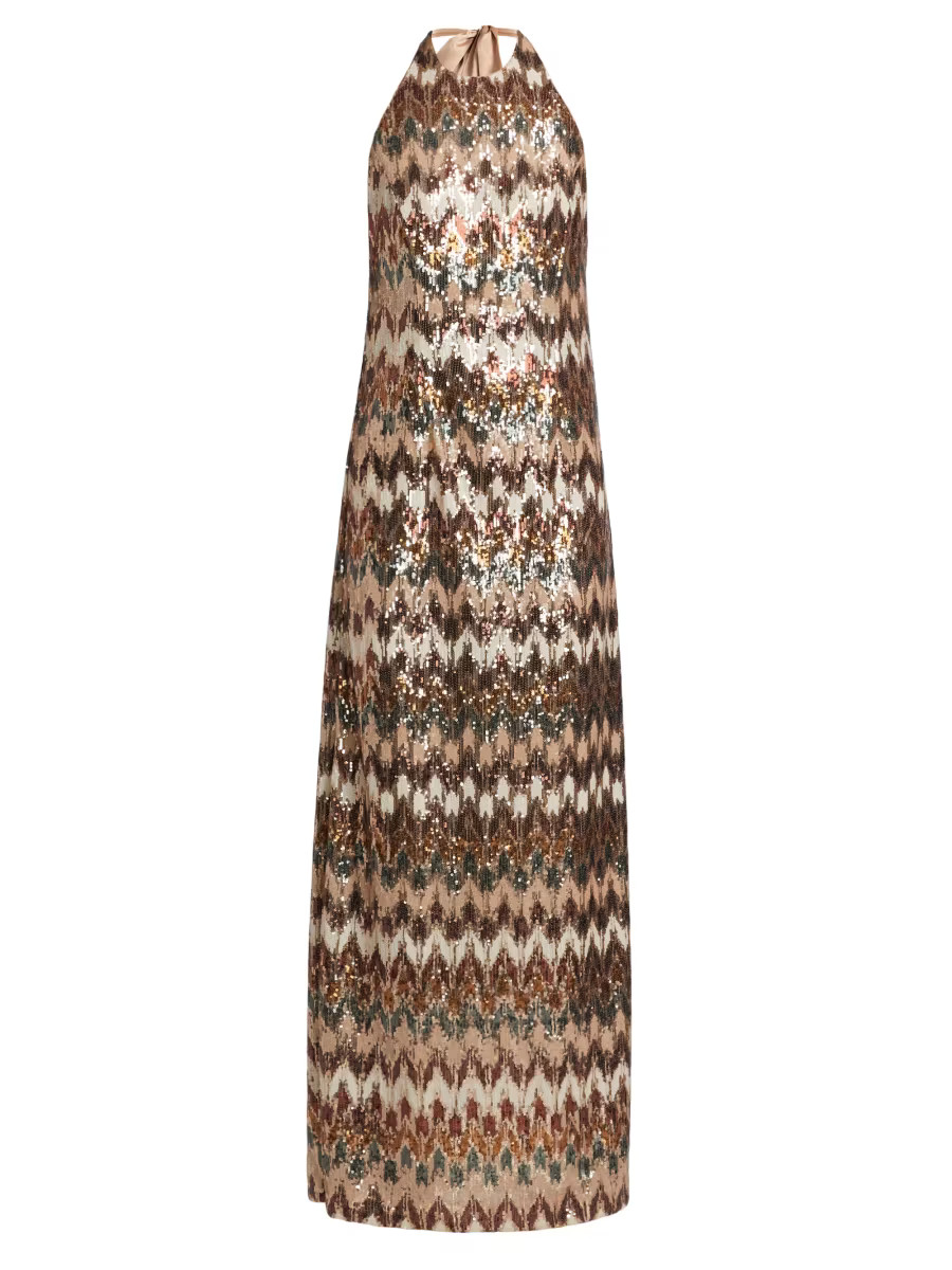 Lester Sequined Halterneck Gown | Saks Fifth Avenue