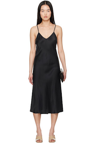 Silk Laundry - Black '90s Midi Dress | SSENSE